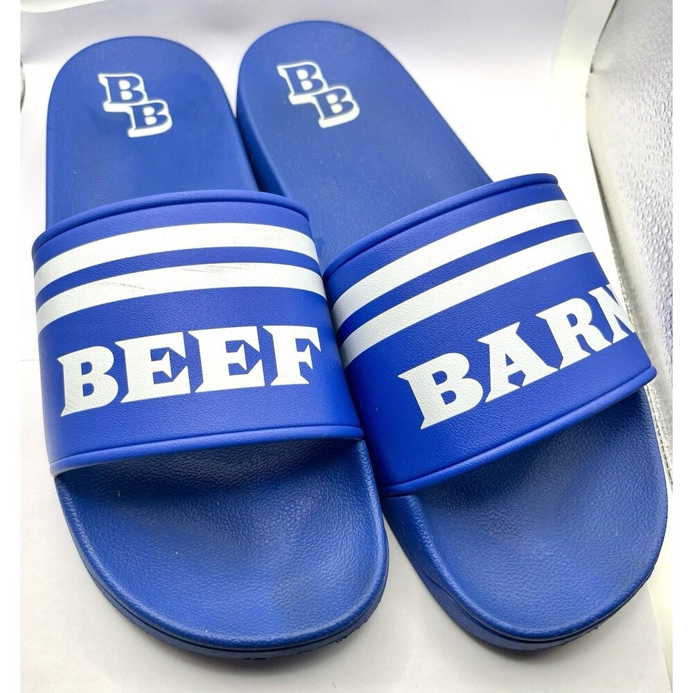 Beef Barn Gym Slides Matty Matheson Size 12 EU 46 Navy and White
